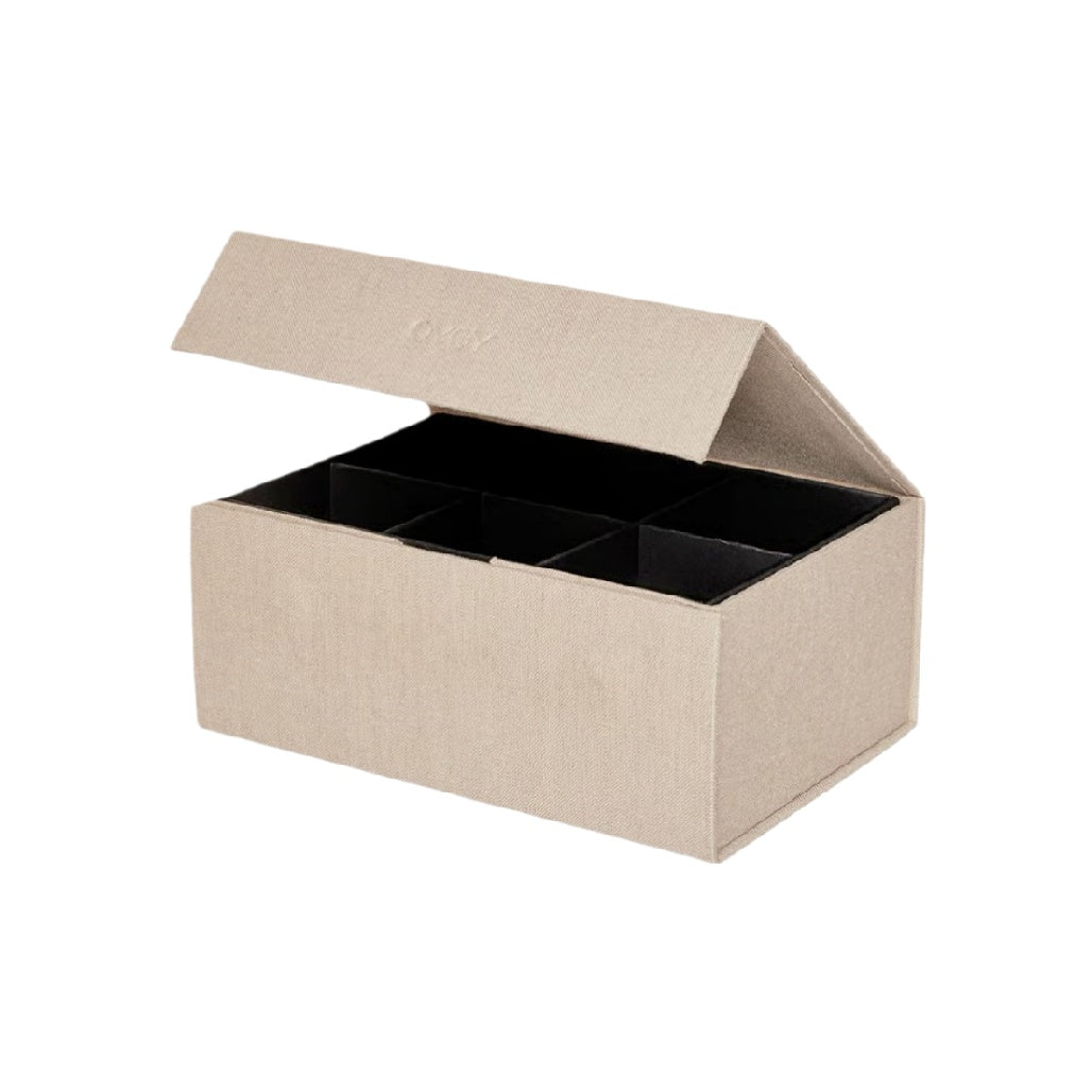 Stylish Organizer Storage Box with Dividers – Beige Fabric, Foldable Design