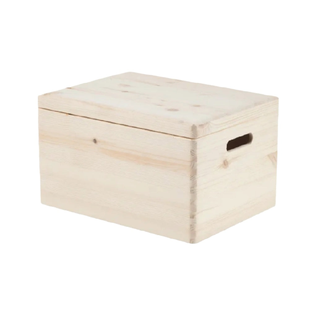 Rustic Wooden Storage Box with Lid - Versatile Organizer for Home & Office