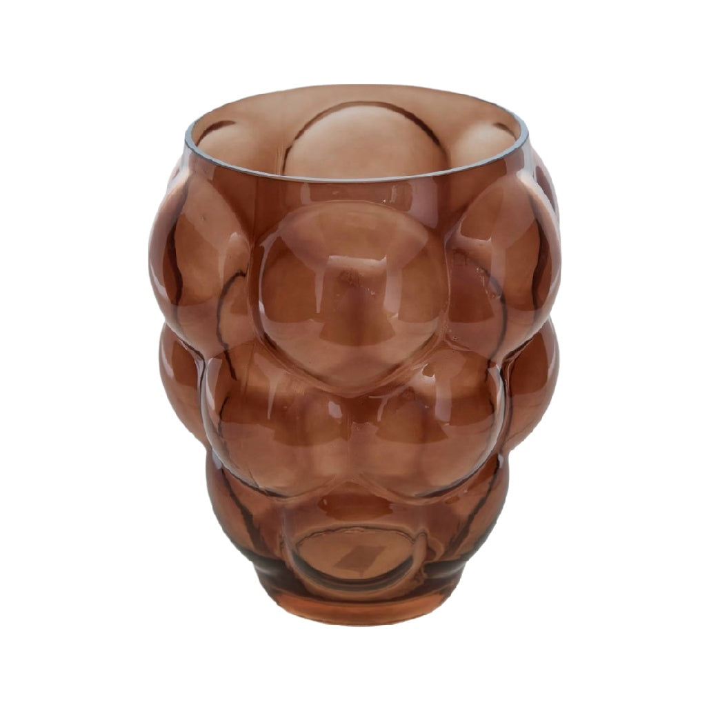 Bubble Shaped Amber Glass Vase - Modern Decorative Pot